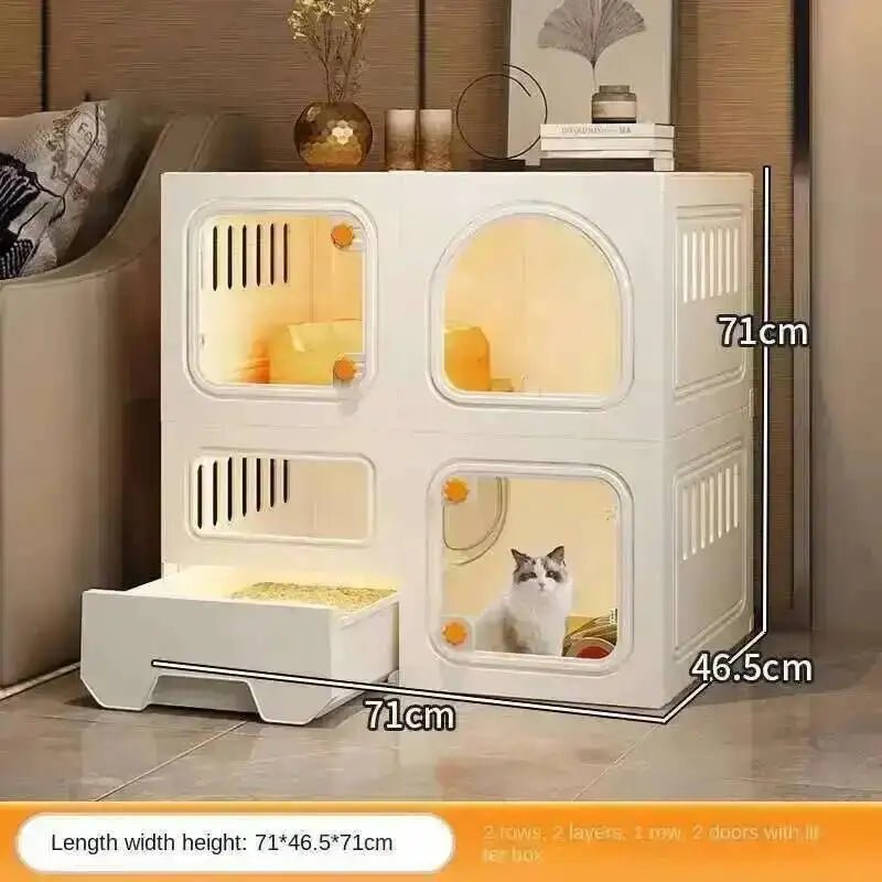 Multifunctional Cat Villa with Integrated Toilet, Free Outdoor Space & CabinetsHappy TailsHappy Tails