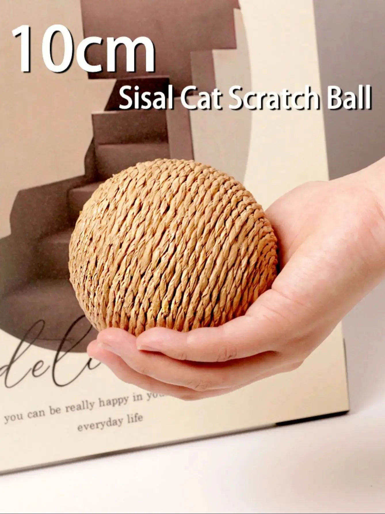 10CM Interactive Sisal Cat Scratching Ball Toy For Kitten Teeth Cleaning Anti Bite Cat Ball Sounding Toy Pet Supplies - Happy Tails