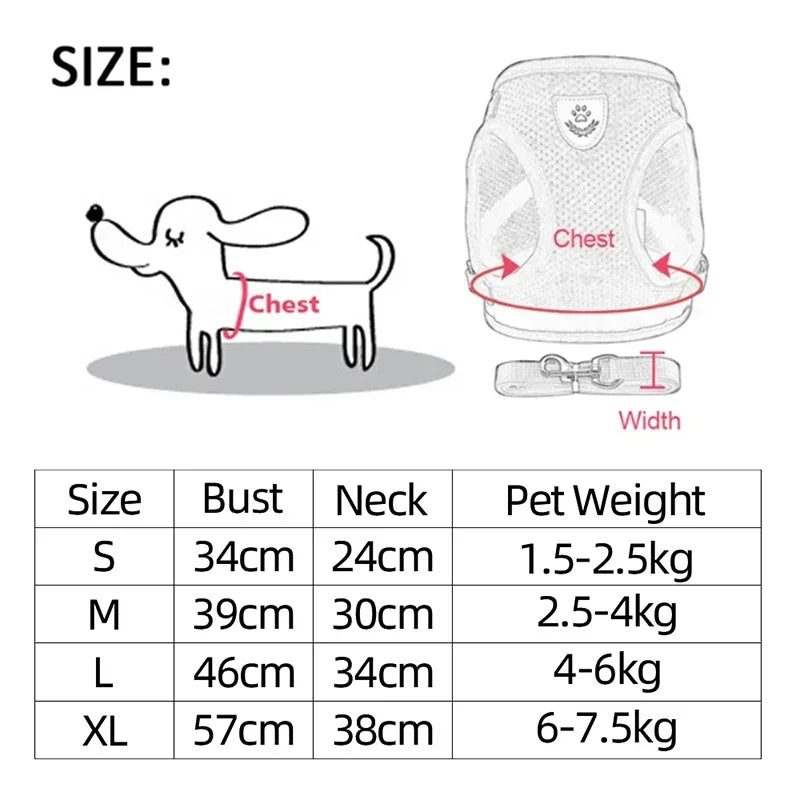 Cat Harness Vest Walking Lead Leash For Puppy Dogs Collar Polyester Adjustable Mesh Dog Harness For Small Medium Pet Accessories - Happy Tails