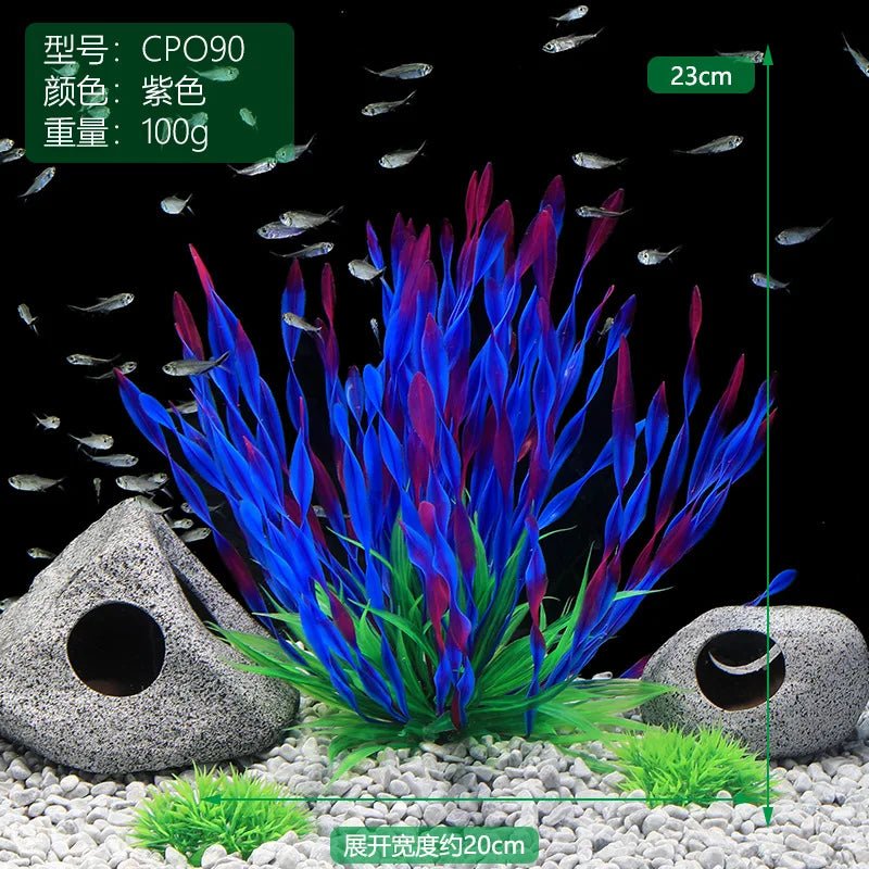 13/23/32/36/40cm Aquarium Artificial Plants  Underwater Green Fake Water Grass Aquatic Plastic Plants Fish Tank Decoration - Happy Tails