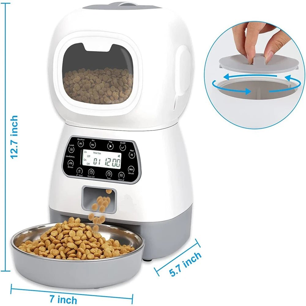 Automatic Pet Feeder for Cats & Dogs - Timer with Stainless Steel BowlHappy TailsHappy Tails