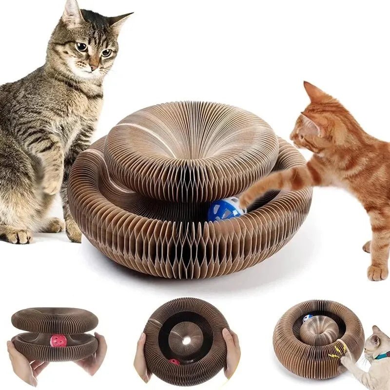 Magic Cat Scratch Organ Board Cat Toy with Ball Cat Grinding Claw Cat Climbing Frame Kitten Round Corrugated Cat Scratching ToyHappy TailsHappy Tails