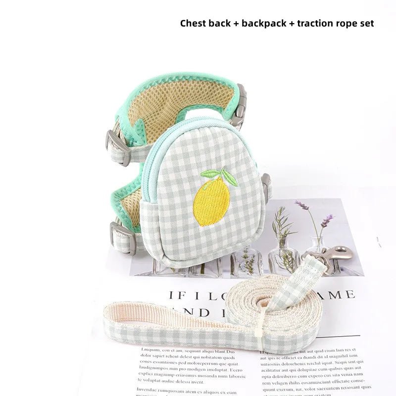 Cat Harness with Backpack Prevent Break Free Breathable Chest Strap Pet Traction Rope Set Teddy Mini Dog Walking Pet SuppliesHappy TailsHappy Tails