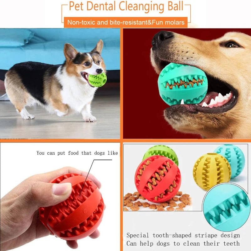 Interactive Rubber Dog Toy Ball for Pet Dental Health & Treat DispensingHappy TailsHappy Tails