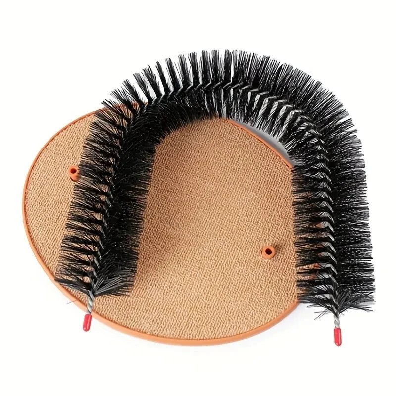 Cat Toy Arch Self Groome Pamper Feline with A Massage Grooming Rubbing Brush with Scratching Pad Toy for Cats Interactive ToysHappy TailsHappy Tails