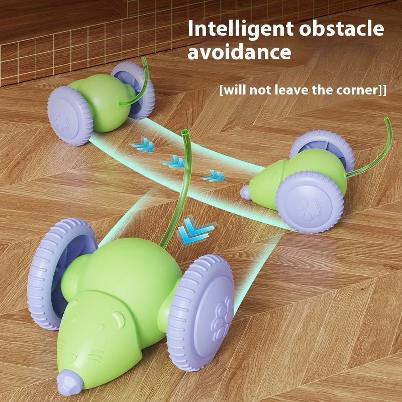 Interactive Rechargeable Electric Mouse Car Pet Toy with Obstacle AvoidanceHappy TailsHappy Tails
