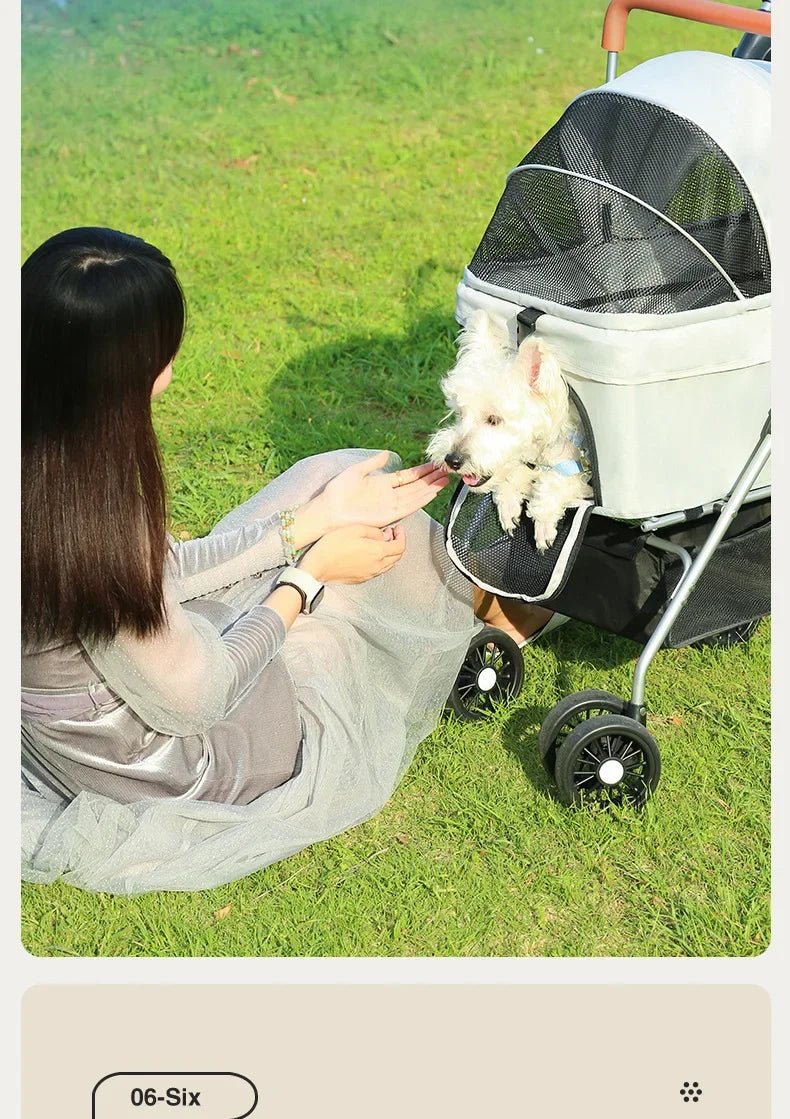 Foldable Pet Stroller with External Push Handle - Ideal for Dog Walking and CarryingHappy TailsHappy Tails