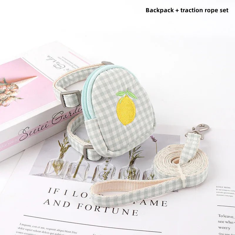 Cat Harness with Backpack Prevent Break Free Breathable Chest Strap Pet Traction Rope Set Teddy Mini Dog Walking Pet SuppliesHappy TailsHappy Tails