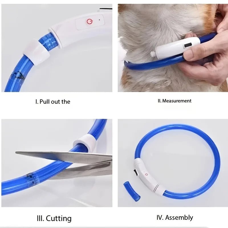 Pet Dog LED Light Collar Luminous Anti-Lost Dog Collar USB Rechargeable Dog Necklace Collar - Happy Tails