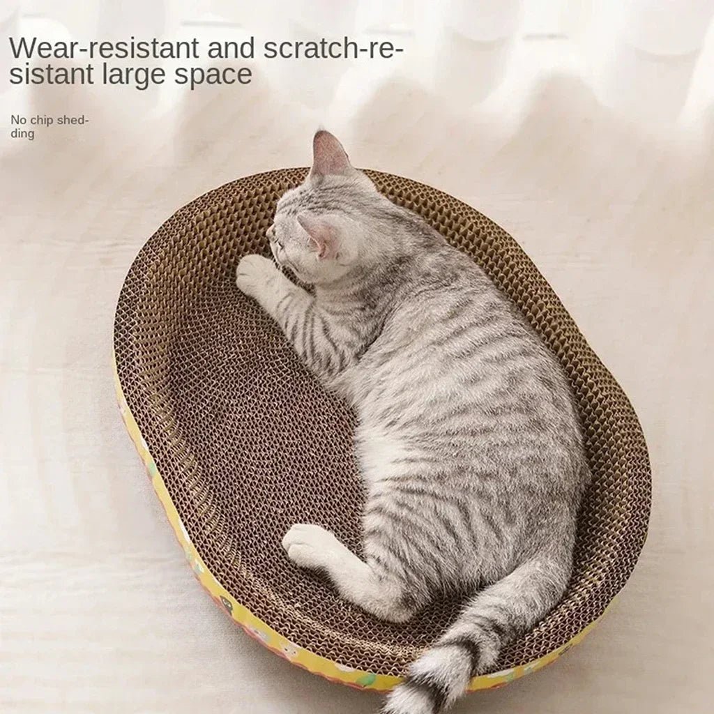 Cat Scratching Board Protect Furniture Grinding Claw Toys Oval Corrugated Paper Wear - resistant Cat Nest Cat AccessoriesHappy TailsHappy Tails