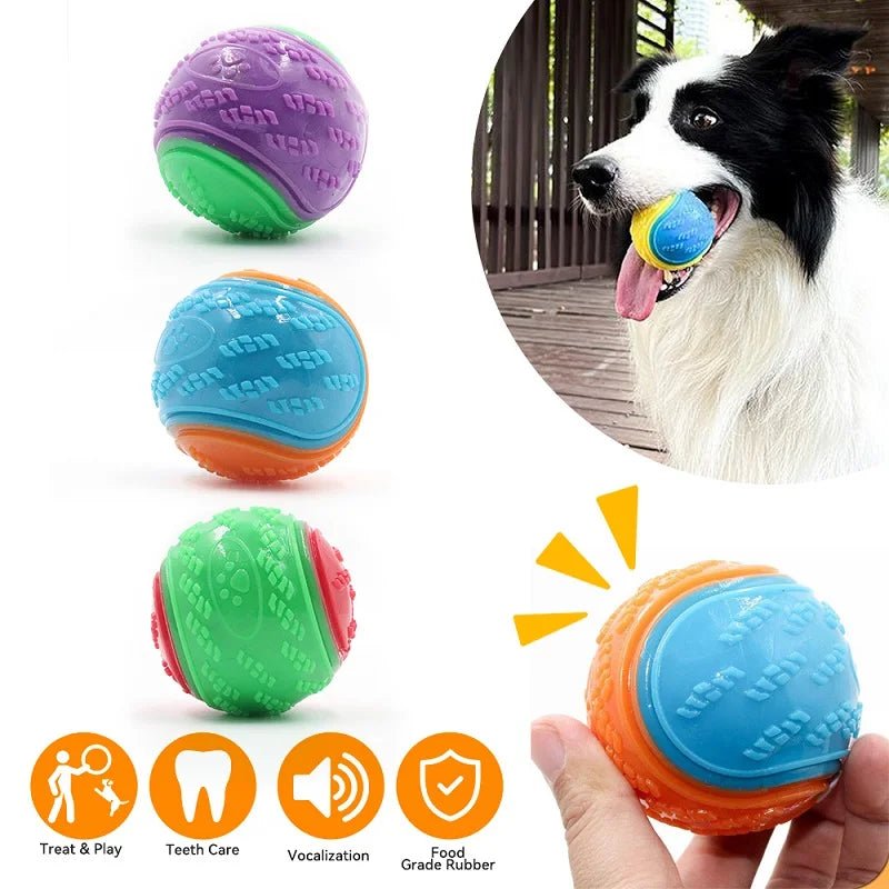 Dogs Interactive Toys Soft TPR Toys for Dog Pet Teeth Cleaning Bite Resistance Squeaky Dog Ball ToyHappy TailsHappy Tails