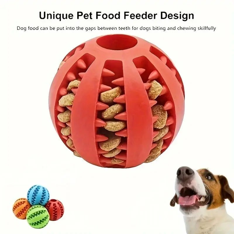 Dog Toy Ball, Nontoxic Bite Resistant Toy Ball for Pet Dogs Puppy Cat, Dog Pet Food Treat Feeder Chew Tooth Cleaning BallHappy TailsHappy Tails