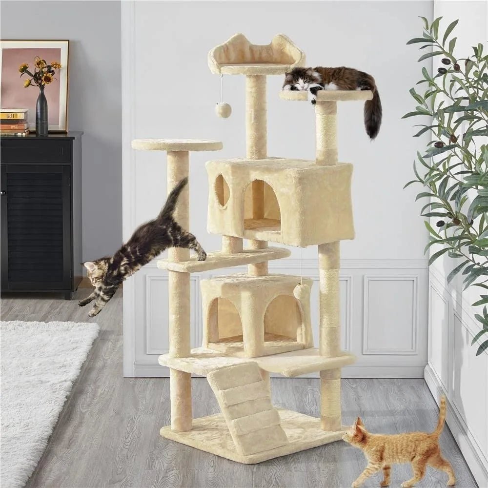 Large Cat Tree Tower with Top Perch and HammockHappy TailsHappy Tails