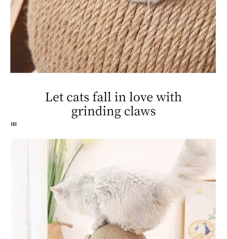 Cat Scratching Ball Wood Stand Pet Furniture Sisal Rope Ball Toys Kitten Climbing Scratcher Grinding Paws Scraper AccessoriesHappy TailsHappy Tails