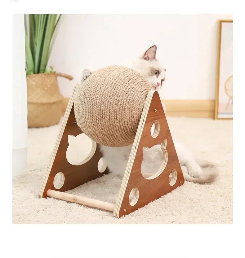 Cat Scratching Ball Wood Stand Pet Furniture Sisal Rope Ball Toys Kitten Climbing Scratcher Grinding Paws Scraper AccessoriesHappy TailsHappy Tails