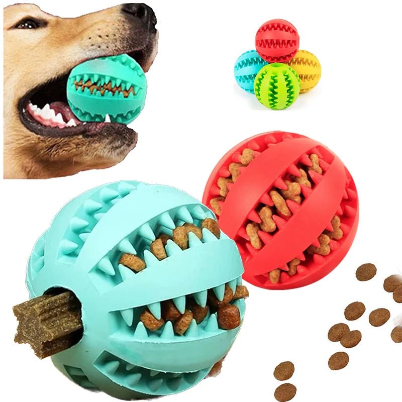 Interactive Rubber Chewing Toy Ball for Dogs & Cats - Pet Tooth Cleaning & Treat DispenserHappy TailsHappy Tails