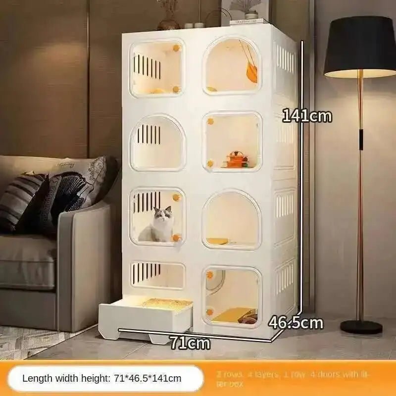 Multifunctional Cat Villa with Integrated Toilet, Free Outdoor Space & CabinetsHappy TailsHappy Tails