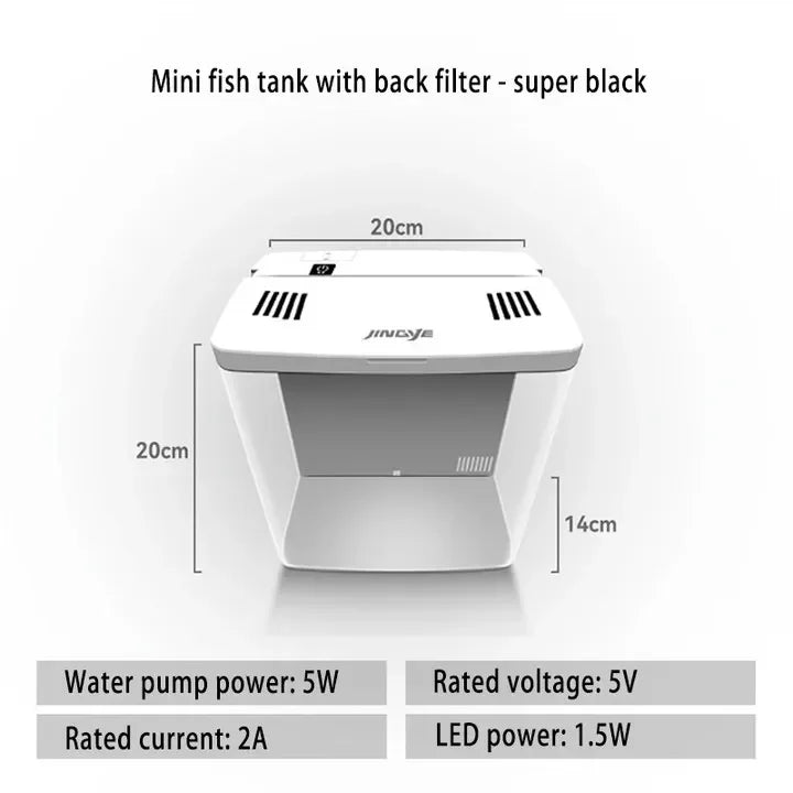 Desktop Aquarium 20*20*14CM Self - circulating Ecological Aquarium Pump, Oxygenation, Filter, Light Set Fish Tank Office DecoraHappy TailsHappy Tails