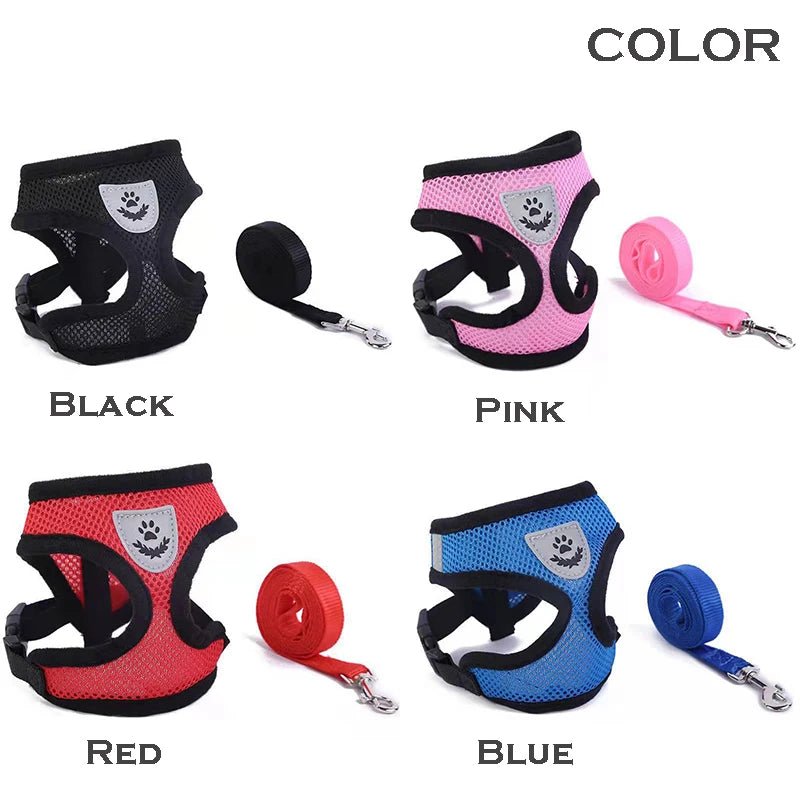 Cat Dog Harness with Lead Leash Adjustable Vest Polyester Mesh Breathable Harnesses Reflective sti for Small Dog Cat accessoriesHappy TailsHappy Tails