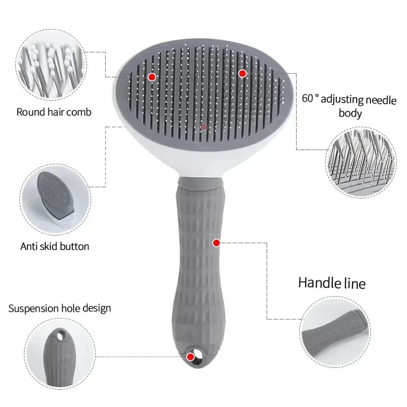 Pet Dog Brush Cat Comb Self Cleaning Pet Hair Remover Brush For Dogs Cats Grooming Tools Pets Dematting Comb Dogs AccessoriesHappy TailsHappy Tails