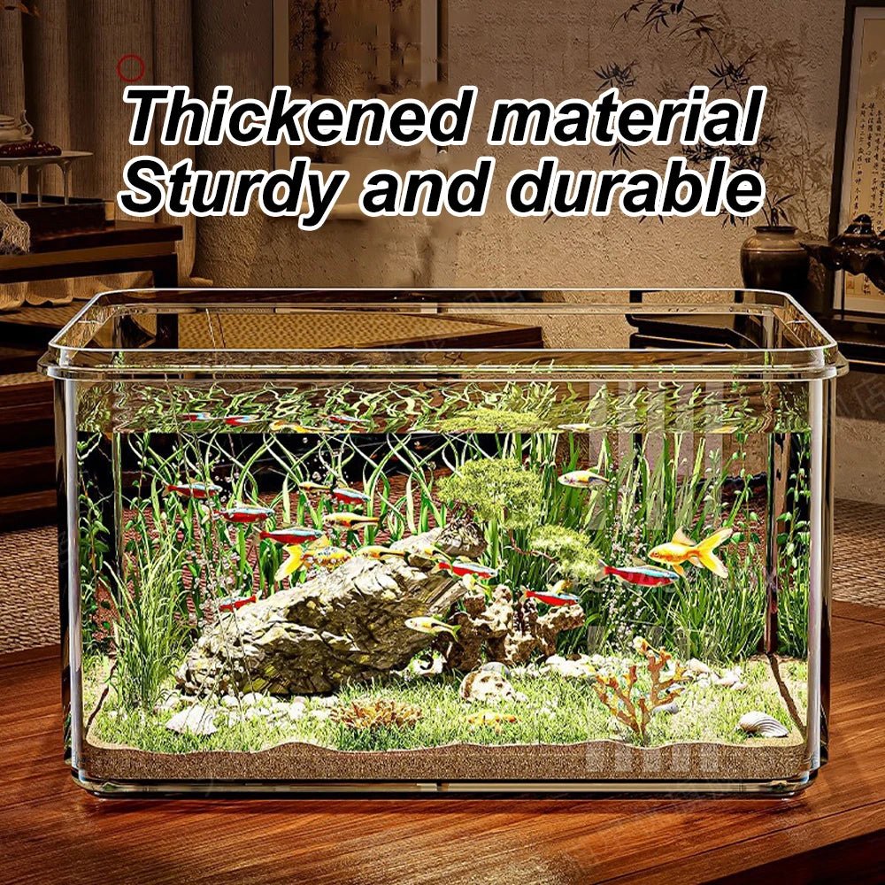 1 PC Transparent Aquarium Creative Desktop Fish Tank for Office Home Decor Rectangular(Bare Tank, No Scenery or Stones Included) - Happy Tails