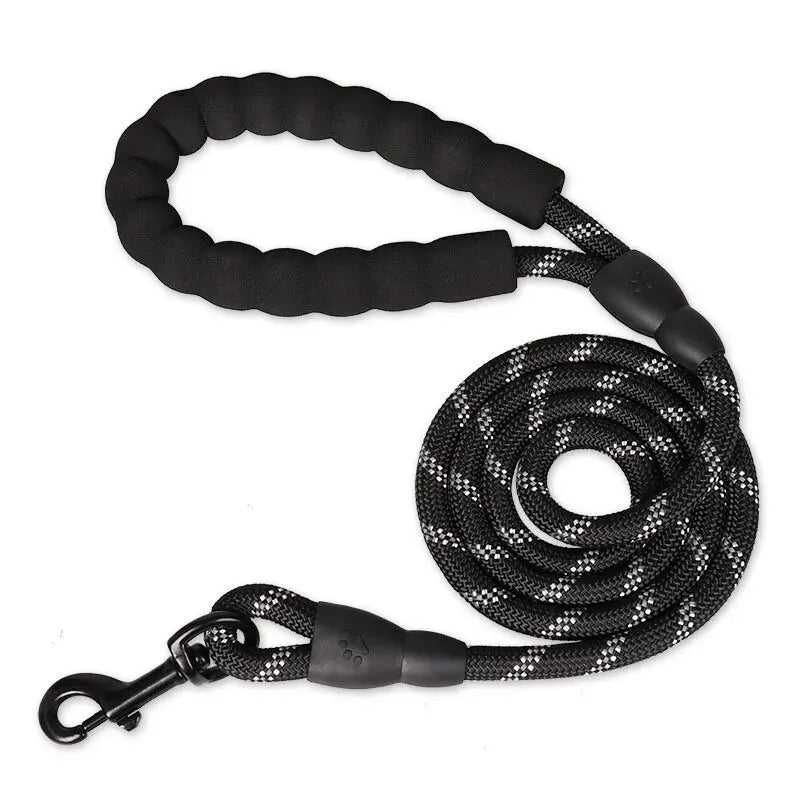 Reflective Dog Leash With Comfortable Padded Handle - Double Heavy Duty Traction Rope For Strong Dogs - Enhance Safety And ContrHappy TailsHappy Tails