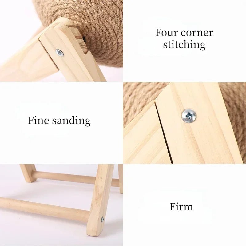 Cat Scratching Ball Wood Stand Pet Furniture Sisal Rope Ball Toys Kitten Climbing Scratcher Grinding Paws Scraper AccessoriesHappy TailsHappy Tails
