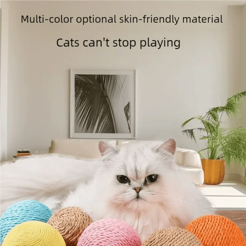 8cm Cat Scratching Ball Interactive Cat Toys Bite Resistant Kitten Chasing Ball Pet Sounding Toys for Cats with Cat AccessoriesHappy TailsHappy Tails