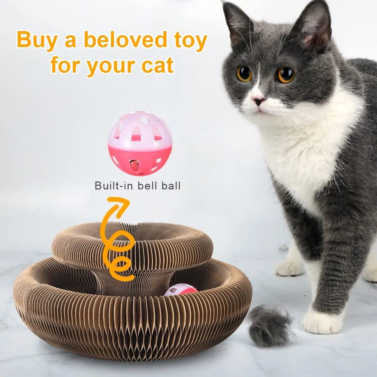 Magic Cat Scratch Organ Board Cat Toy with Ball Cat Grinding Claw Cat Climbing Frame Kitten Round Corrugated Cat Scratching ToyHappy TailsHappy Tails