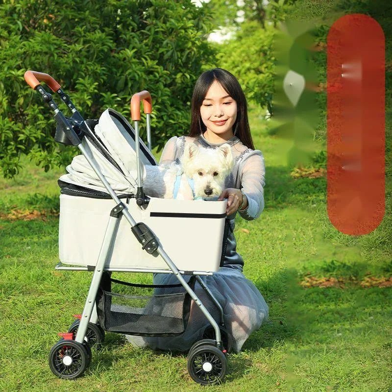 Foldable Pet Stroller with External Push Handle - Ideal for Dog Walking and CarryingHappy TailsHappy Tails