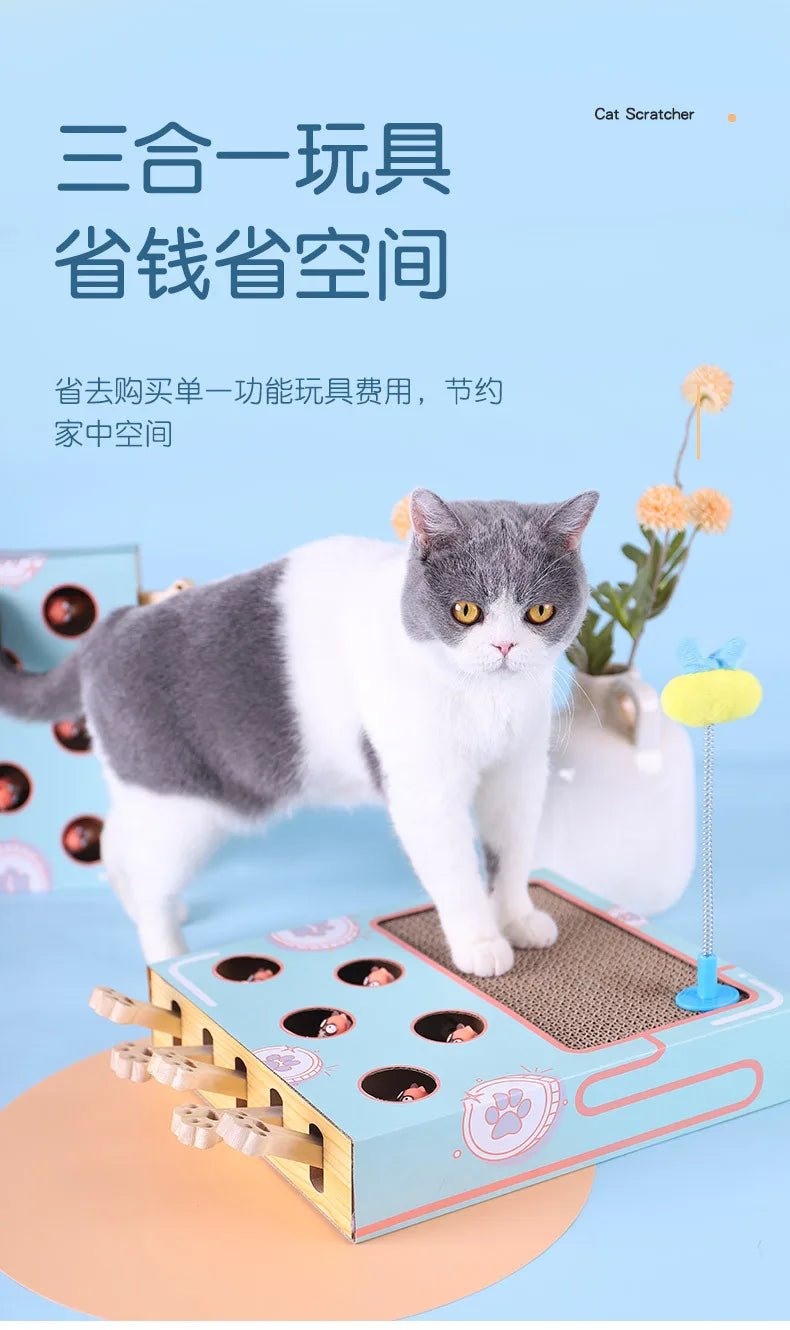 Cat Toy Whack - a - Mole Cat Scratching Board Toy Grinding Claw Rest Play Funny Cat Interactive Multifunctional Cat SuppliesHappy TailsHappy Tails