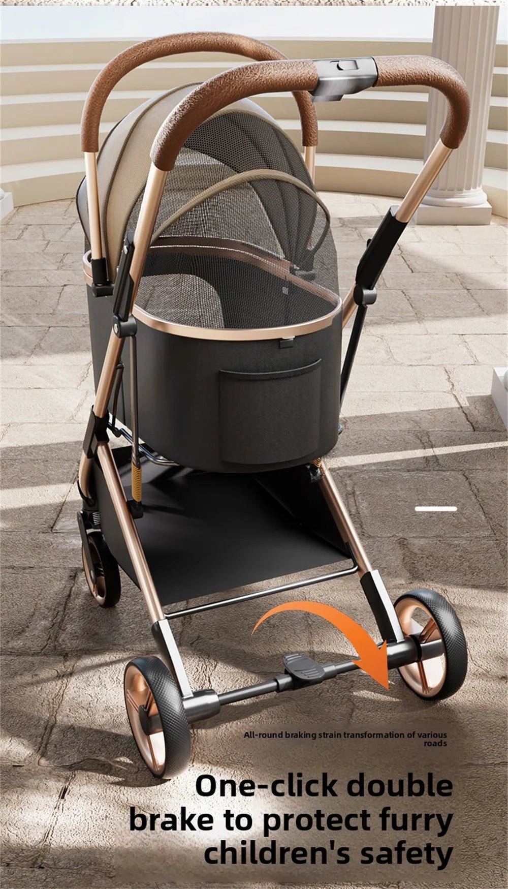 3 in 1 Detachable Pet Stroller for Dog Cat Foldable Travel Carrier up to 50lbs with Portable Carry Bag Storage BasketHappy TailsHappy Tails