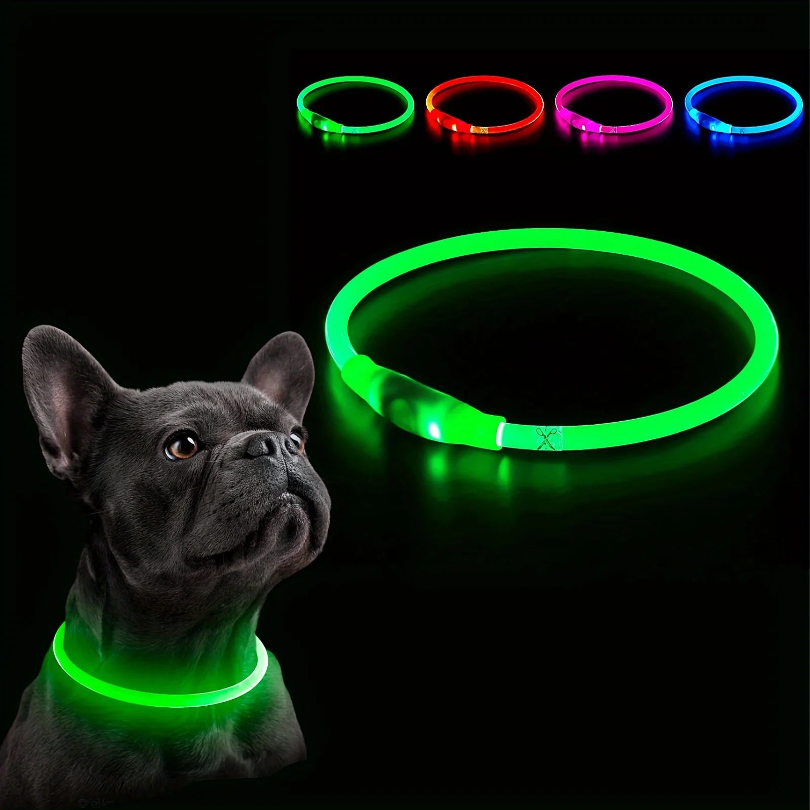 Pet Dog LED Light Collar Luminous Anti - Lost Dog Collar USB Rechargeable Dog Necklace CollarHappy TailsHappy Tails