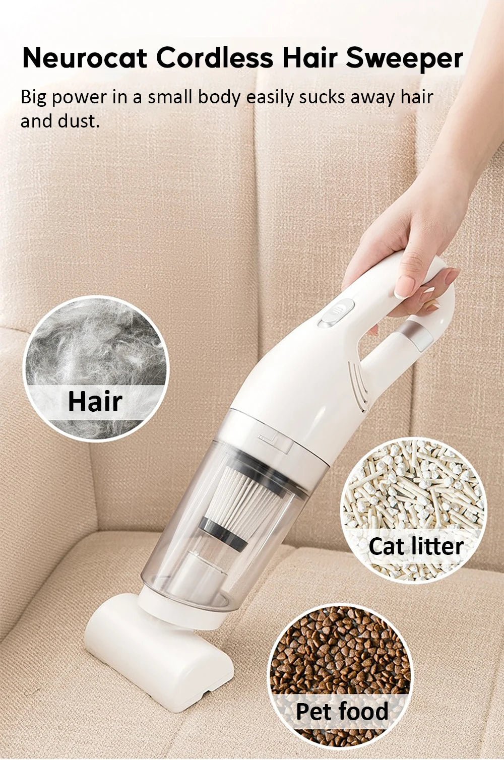 Portable Pet Hair Vacuum Cleaner 12000Pa SuctionHappy TailsHappy Tails