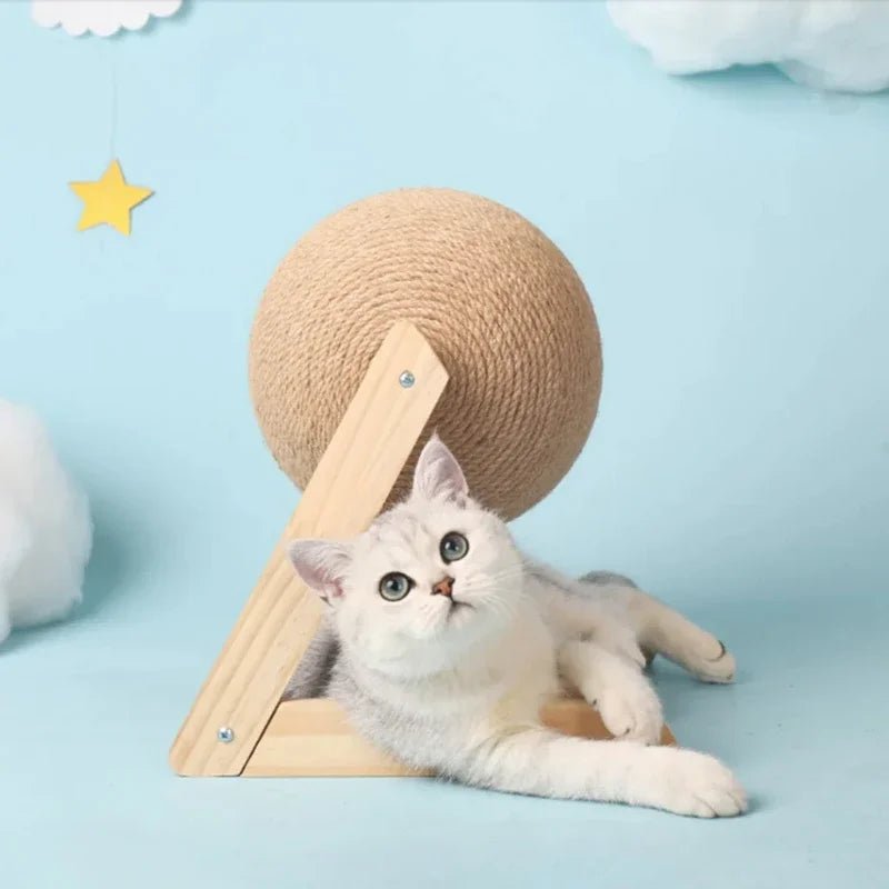 Cat Scratching Ball Wood Stand Pet Furniture Sisal Rope Ball Toys Kitten Climbing Scratcher Grinding Paws Scraper AccessoriesHappy TailsHappy Tails