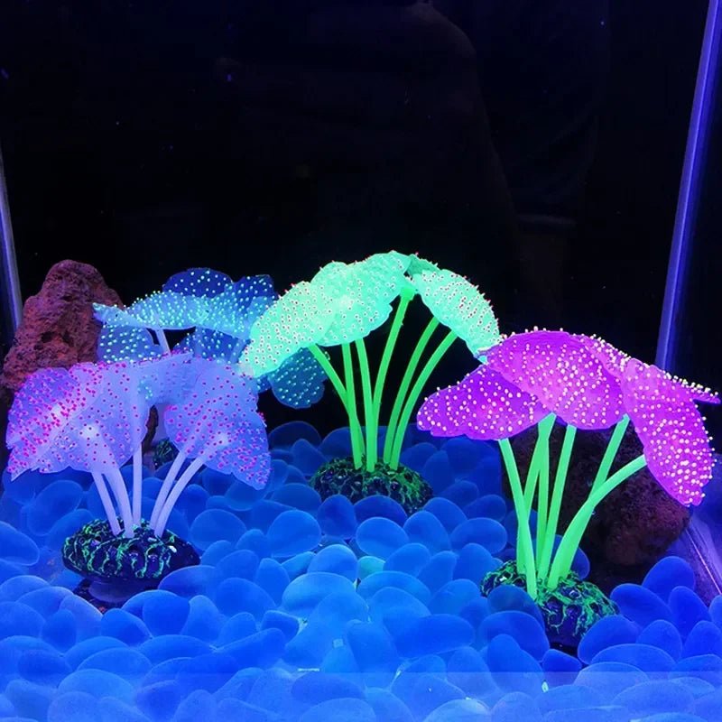 Aquarium Accessories Anemone Weed Fish  Accessories Plastic Decorate Decoration Simulate Artificial Glowing Plants Aquatic - Happy Tails