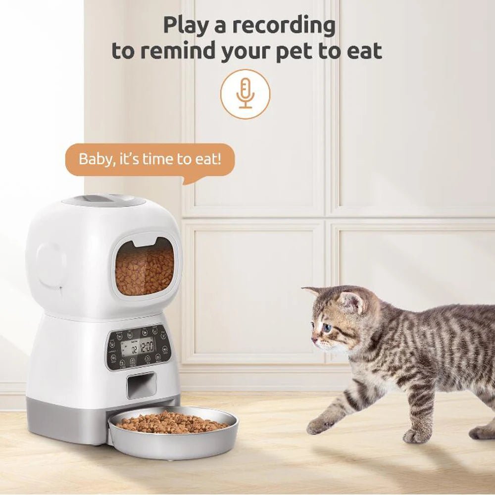 3.5L Automatic Pet Feeder Smart Food Dispenser For Cats Dogs Timer Stainless Steel Bowl Auto Dog Cat Pet Feeding Pet SuppliesHappy TailsHappy Tails