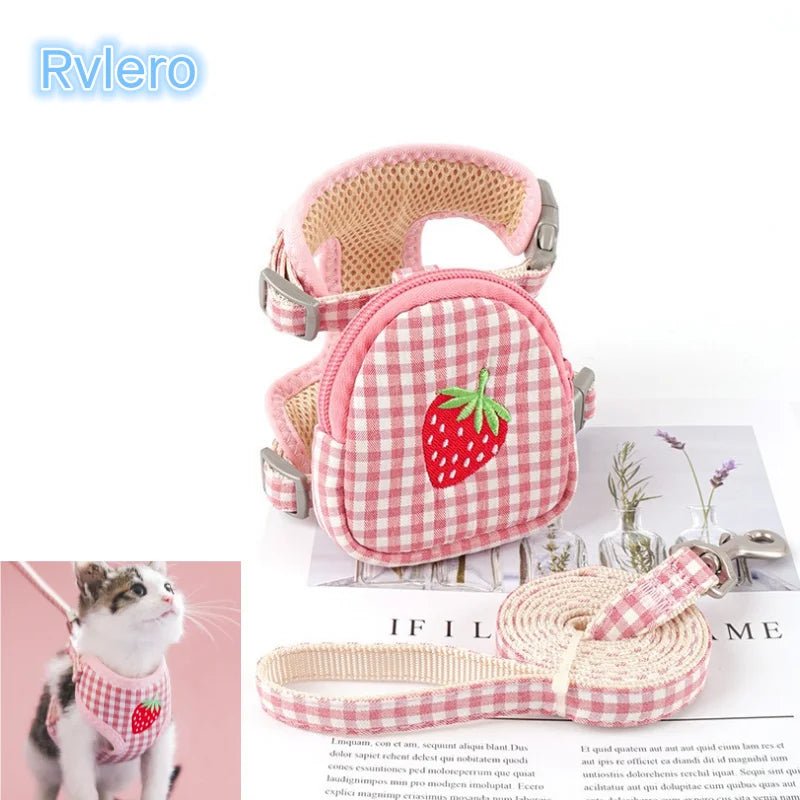 Cat Harness with Backpack Prevent Break Free Breathable Chest Strap Pet Traction Rope Set Teddy Mini Dog Walking Pet SuppliesHappy TailsHappy Tails