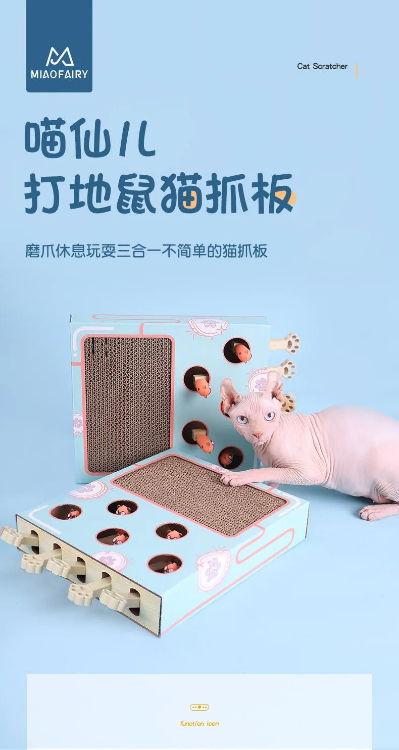 Cat Toy Whack - a - Mole Cat Scratching Board Toy Grinding Claw Rest Play Funny Cat Interactive Multifunctional Cat SuppliesHappy TailsHappy Tails