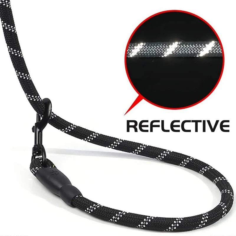 Reflective Dog Leash With Comfortable Padded Handle - Double Heavy Duty Traction Rope For Strong Dogs - Enhance Safety And ContrHappy TailsHappy Tails