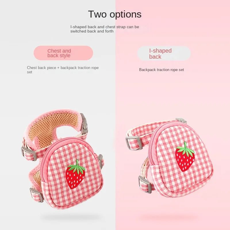 Cat Harness with Backpack Prevent Break Free Breathable Chest Strap Pet Traction Rope Set Teddy Mini Dog Walking Pet SuppliesHappy TailsHappy Tails
