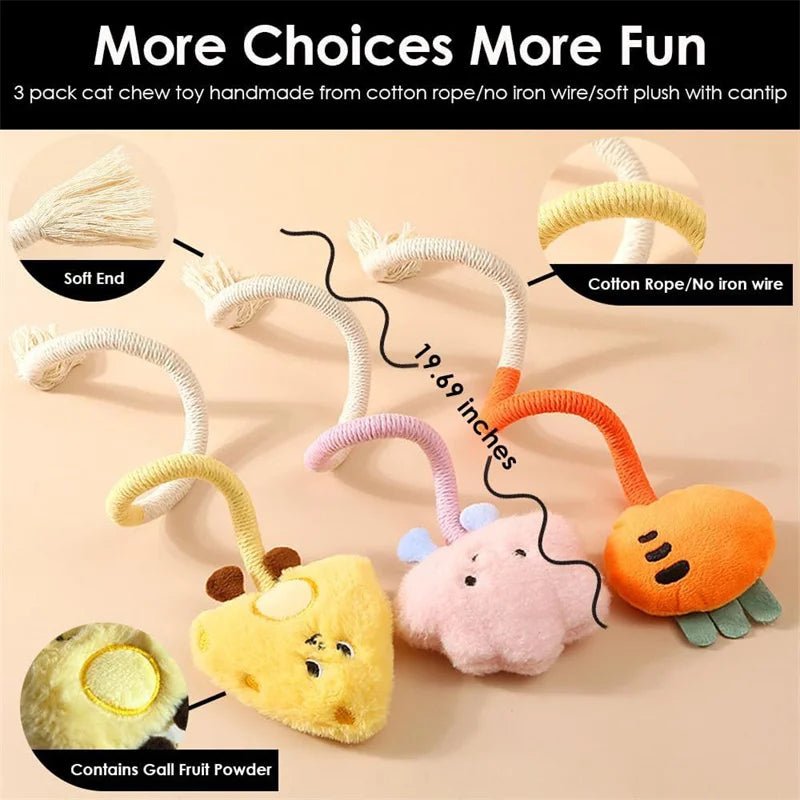 Cat Scratcher Rope Toy Cotton Rope Bite - resistant Chewing Toy Paw Claw Furniture Protector Scratching Toy Cat Puzzle Cute ShapeHappy TailsHappy Tails