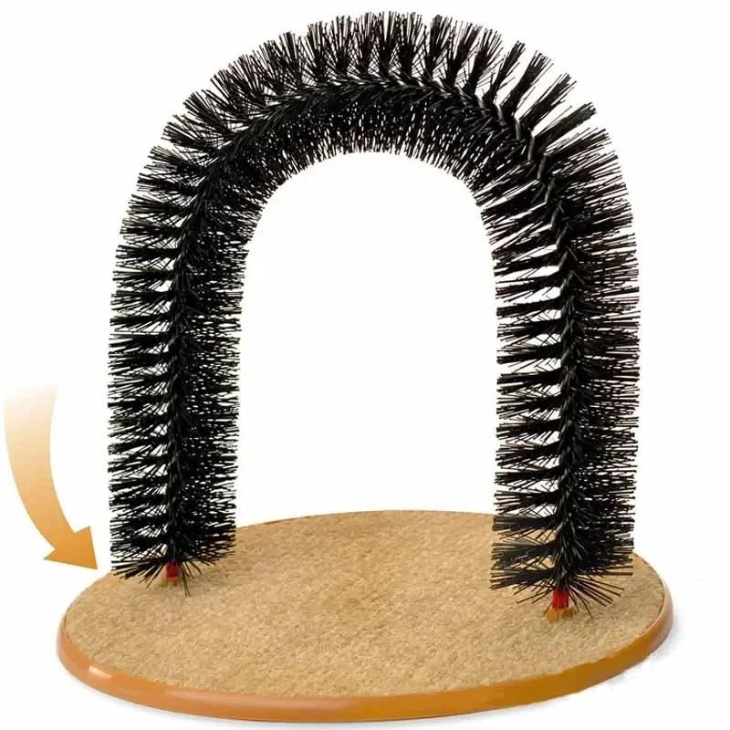 Cat Toy Arch Self Groome Pamper Feline with A Massage Grooming Rubbing Brush with Scratching Pad Toy for Cats Interactive ToysHappy TailsHappy Tails