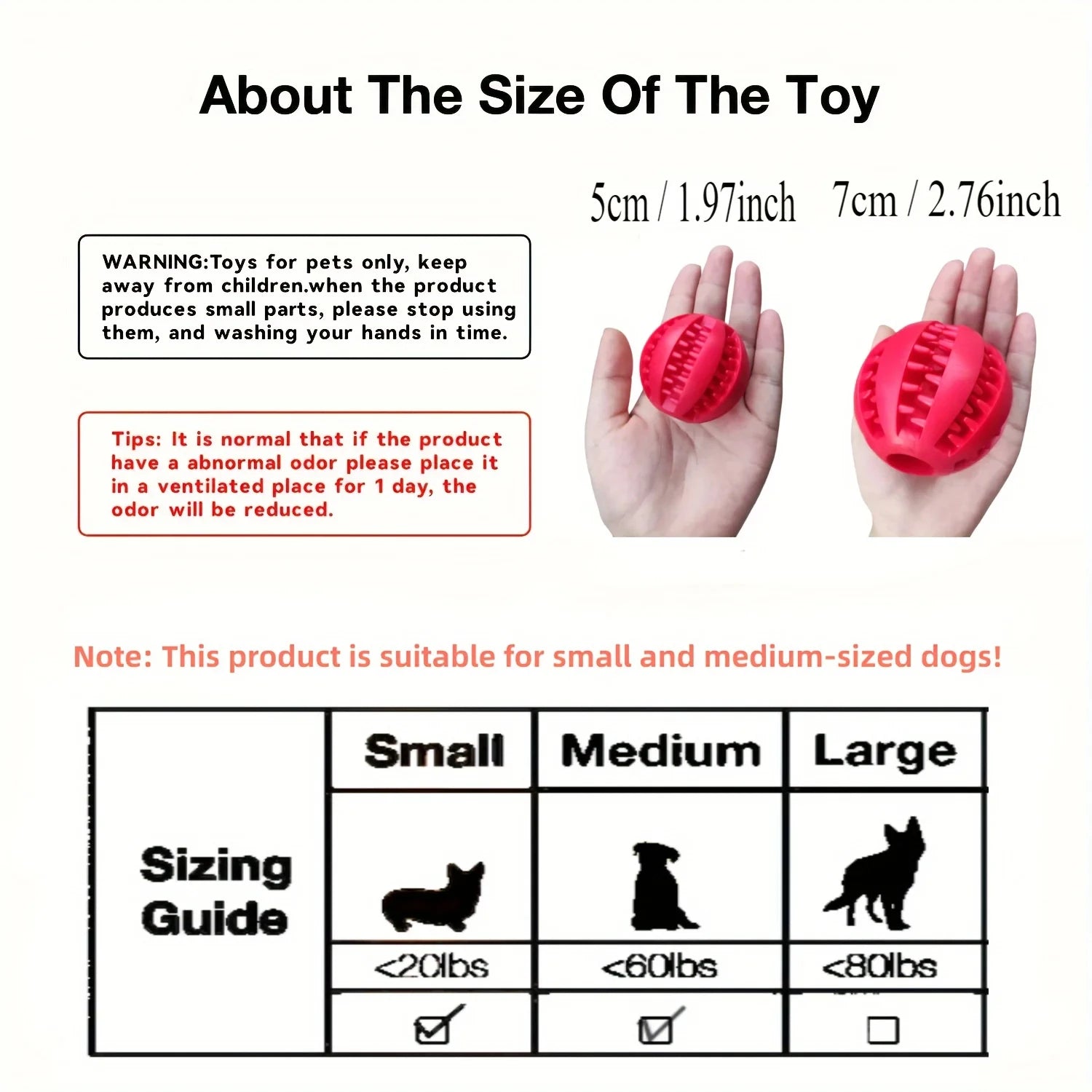 Dog Toy Ball, Nontoxic Bite Resistant Toy Ball for Pet Dogs Puppy Cat, Dog Pet Food Treat Feeder Chew Tooth Cleaning BallHappy TailsHappy Tails
