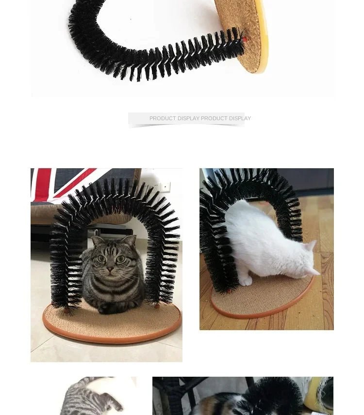 Cat Toy Arch Self Groome Pamper Feline with A Massage Grooming Rubbing Brush with Scratching Pad Toy for Cats Interactive ToysHappy TailsHappy Tails