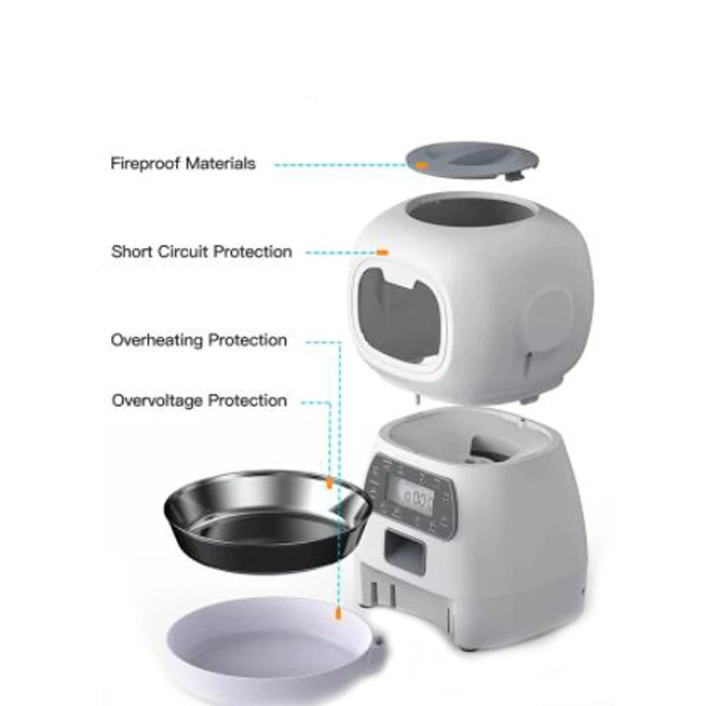 3.5L Automatic Pet Feeder Smart Food Dispenser For Cats Dogs Timer Stainless Steel Bowl Auto Dog Cat Pet Feeding Pet SuppliesHappy TailsHappy Tails