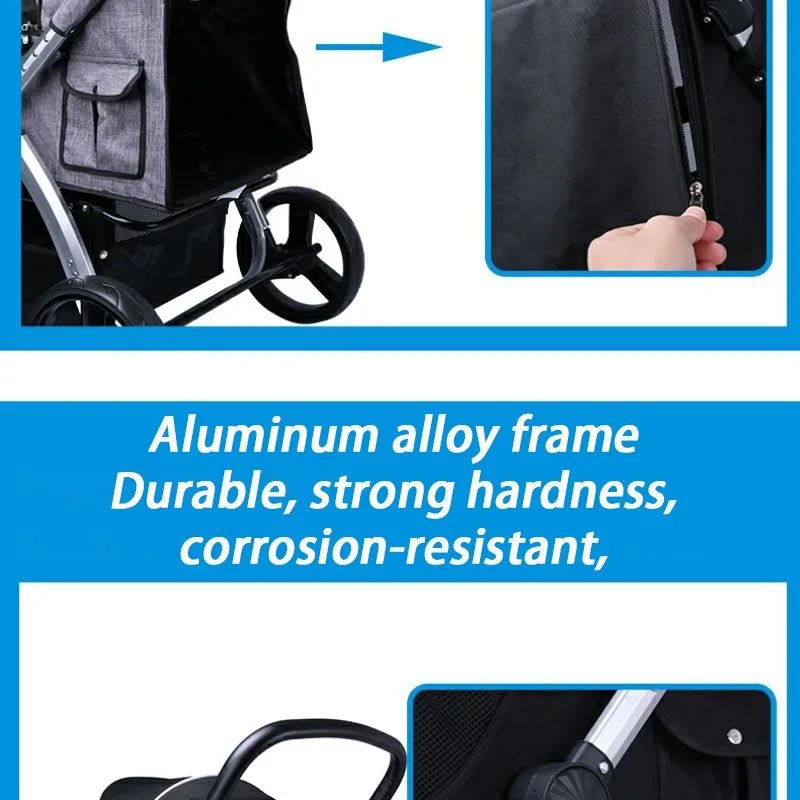 Foldable Dog Strollers 35KG Medium Luxury Dog Strollers Designer Cute Travel Outdoors Dogs Stroller Cheap Portable Pet SuppliesHappy TailsHappy Tails
