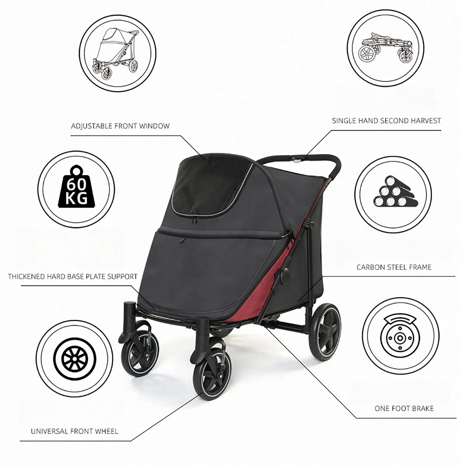 Factory direct sales pet stroller manufacturer for kittens and puppies to walk without dirty feet for elderly dogs to walkHappy TailsHappy Tails