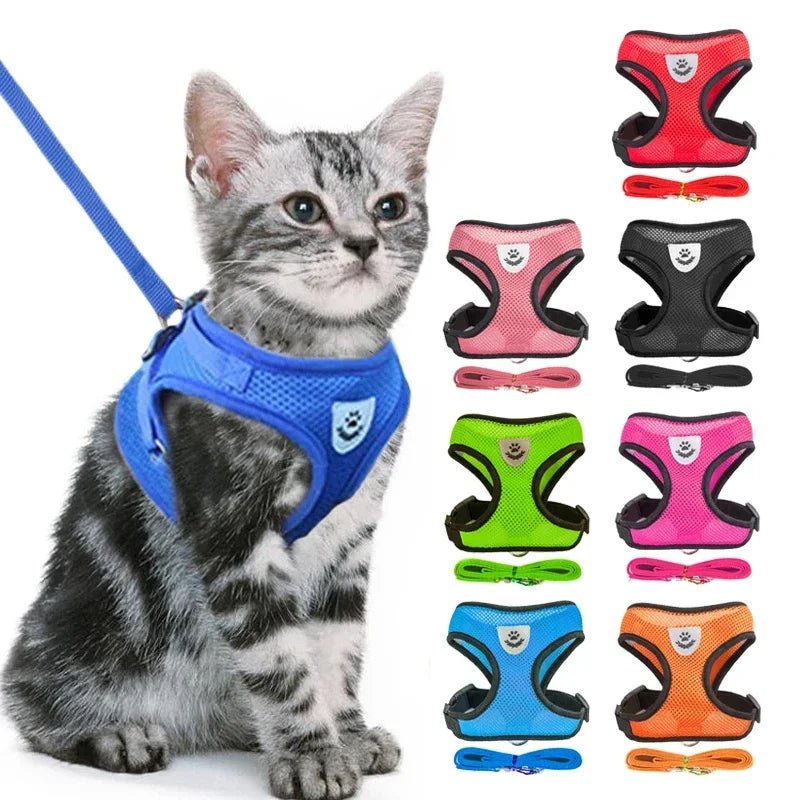 Cat Harness Vest Walking Lead Leash For Puppy Dogs Collar Polyester Adjustable Mesh Dog Harness For Small Medium Pet AccessoriesHappy TailsHappy Tails