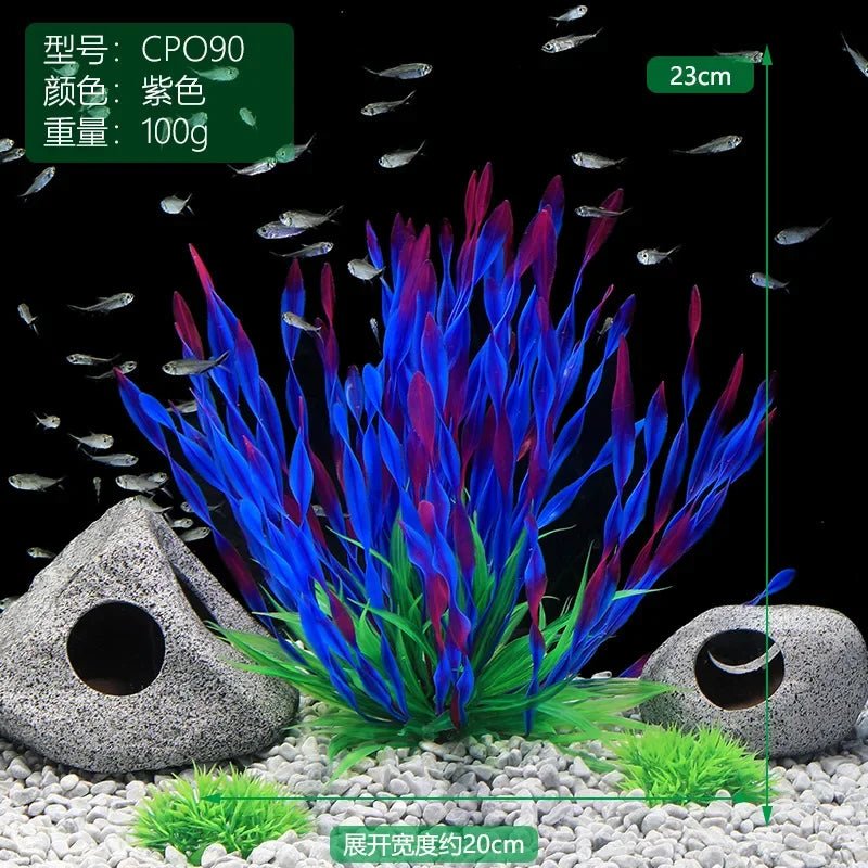 13/23/32/36/40cm Aquarium Artificial Plants  Underwater Green Fake Water Grass Aquatic Plastic Plants Fish Tank Decoration - Happy Tails